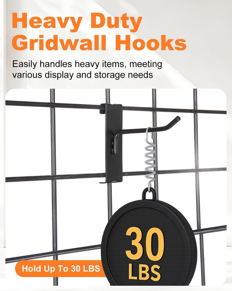 Alffun 50 Pack Gridwall Hooks, 6 Inch Metal Display Hanging Hooks, Heavy Duty Grid Wall Panels Accessories for Retail, Craft Shows, Garage Storage, and Home Organization, Black - Image 4